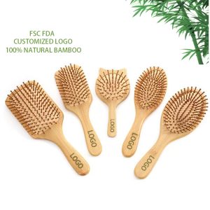 100% Pure Eco-Pleasant Bamboo Paddle Brush Comb for Ladies – Non-public Label Detangling and Massaging Hair Brush