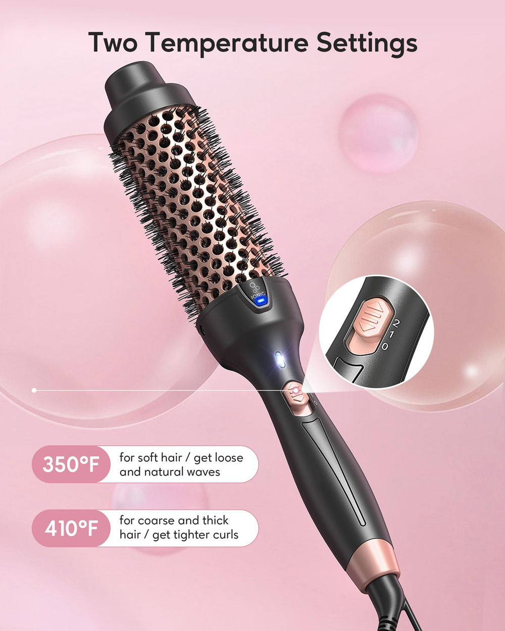 1.5-Inch Ionic Unfavorable Ion Spherical Brush - Electrical Thermal Brush for Hair Styling