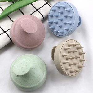 Bulk Deep Cleaning Scalp Care Shampoo Brush with Wheat Straw and Silicone Massager