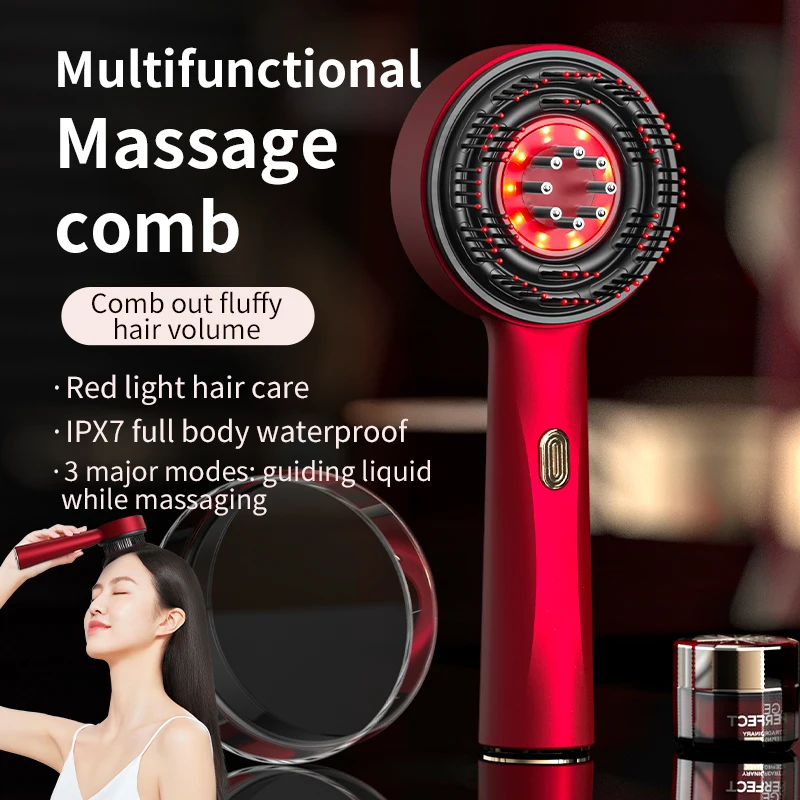 Electrical Scalp Massager Comb Applicator for Hair Progress Oil - Waterproof EMS Vibration Scalp Essence Software